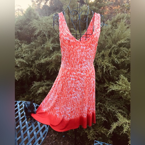 Athleta Dresses & Skirts - Athlete pastel orange and white Fit and Flare Sleeveless Mini Dress